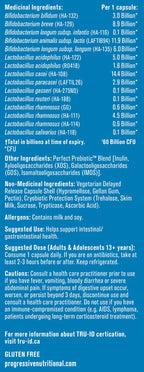Progressive Perfect Probiotics 60 Milliards - Valeurs Nutritionnelles Probiotiques Souches | SynerFit Nutrition