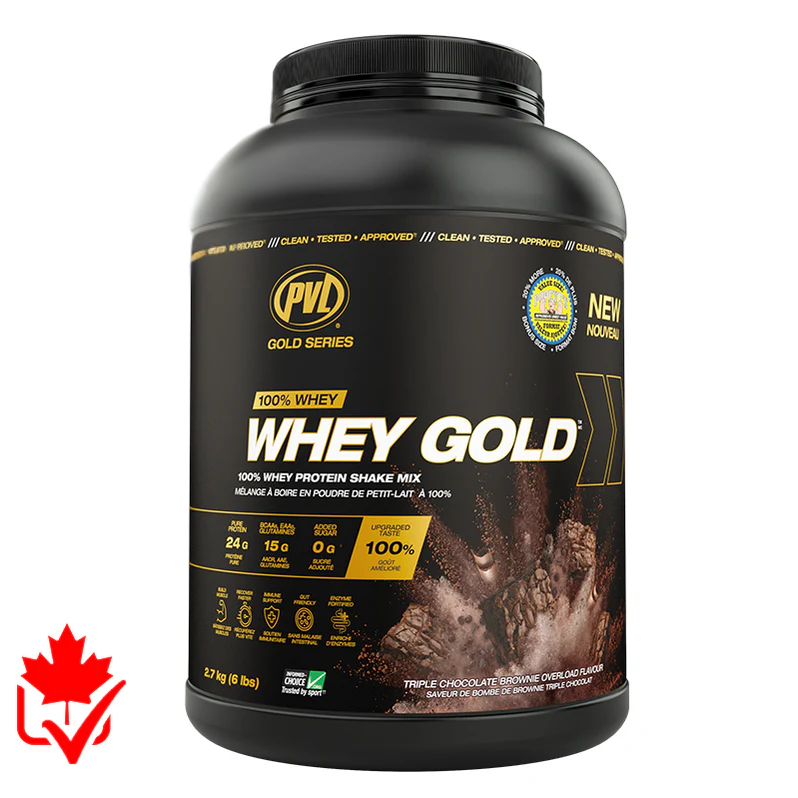 PVL Whey Gold 6lbs - Protéine whey chocolat brownie premium - SynerFit Nutrition