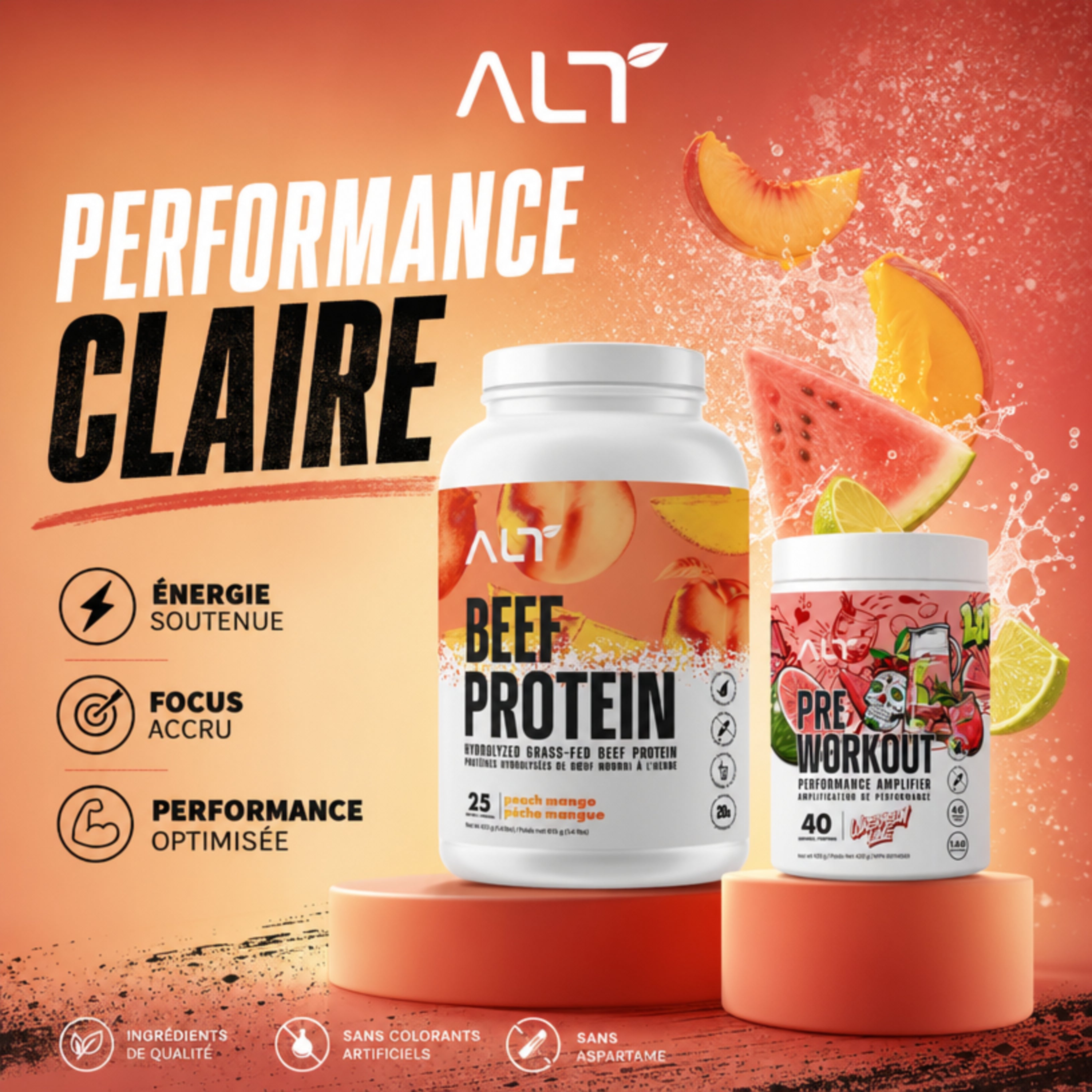 ALT Bundle Performance Claire - Clear Protein de Bœuf et Pré-Workout - SynerFit Nutrition