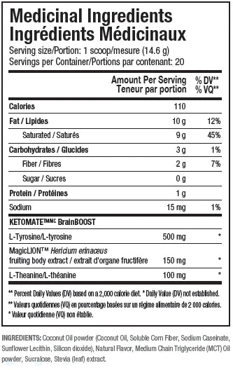 ANS Ketomate Rehausseur de Café – Valeurs nutritives – SynerFit Nutrition