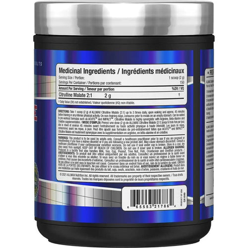 AllMax Citrulline Malate 2:1 300g - Supplément Oxyde Nitrique Performance | SynerFit Nutrition