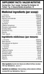 Predator Labs Berserk 440g - Valeurs Nutritionnelles Pré-Entraînement Stimulant | SynerFit Nutrition