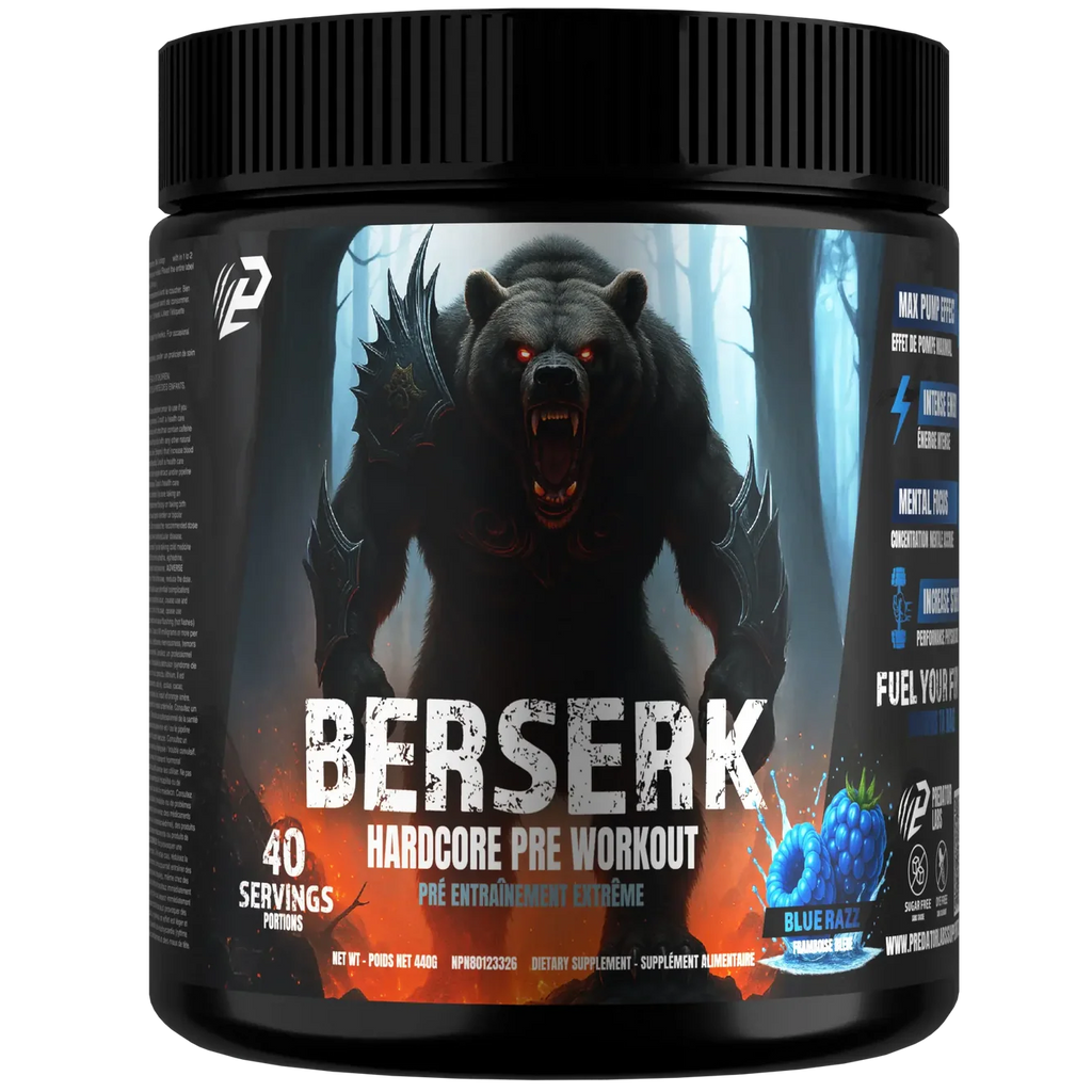 Predator Labs Berserk 440g 40 Portions Blue Razz - Pré-Entraînement Énergie Force Pump | SynerFit Nutrition