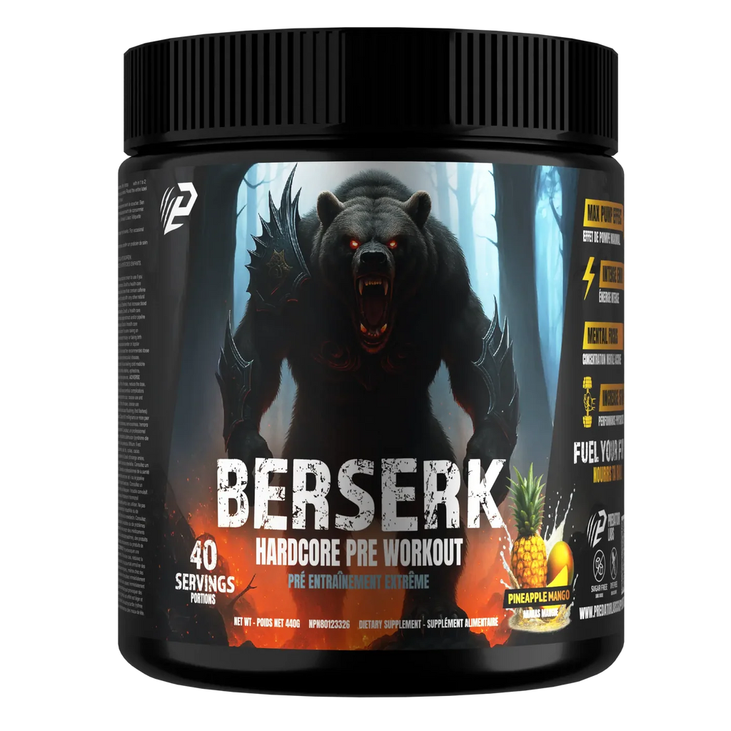 Predator Labs Berserk 440g 40 Portions Pineapple Mango - Pré-Entraînement Énergie Force Pump | SynerFit Nutrition