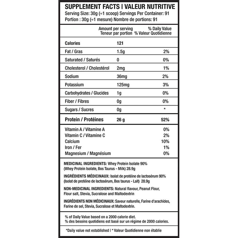 Beyond Yourself Isolate 6lb - Informations nutritionnelles Peanut Butter Dream - SynerFit Nutrition