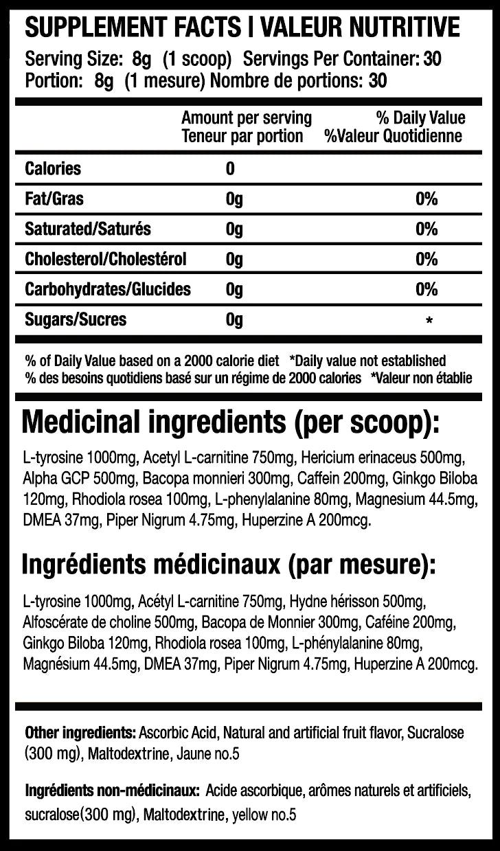 Predator Labs MasterMind 30 Portions - Valeurs Nutritionnelles Nootropique Focus Mental | SynerFit Nutrition