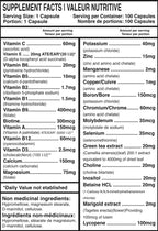 Predator Labs Multi+ 100 Caps - Valeurs Nutritionnelles Multivitamines Complètes | SynerFit Nutrition