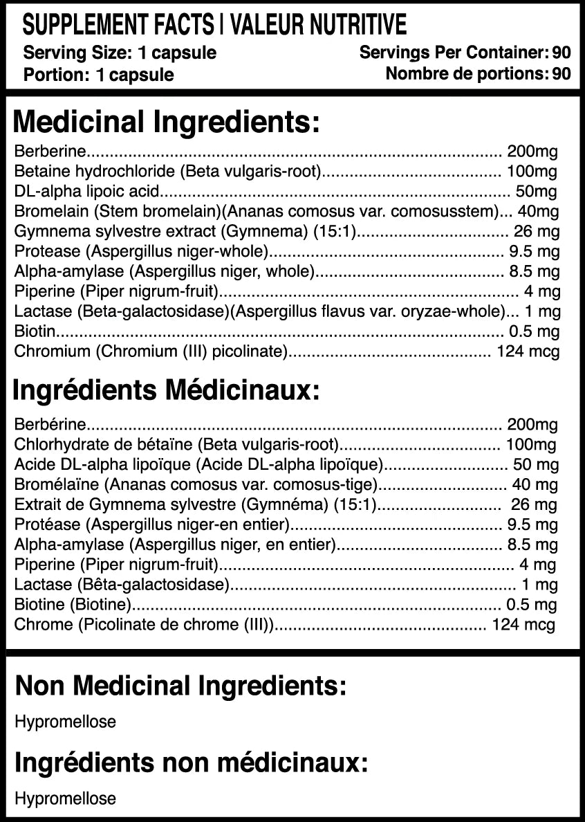 Predator Labs Glucobolism 90 Caps - Valeurs Nutritionnelles Supplément Métabolisme | SynerFit Nutrition