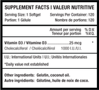 Predator Labs D3+ 120 Caps - Valeurs Nutritionnelles Vitamine D3 K2 | SynerFit Nutrition