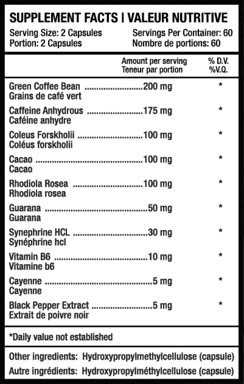 Predator Labs Dark Phoenix 120 Caps - Valeurs Nutritionnelles Pré-Entraînement Capsules | SynerFit Nutrition