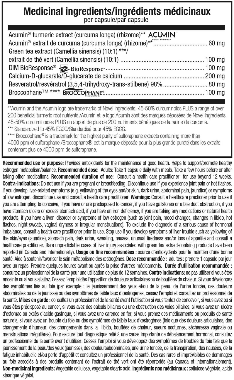 ATP Estro Control - Tableau des faits nutritionnels - SynerFit Nutrition