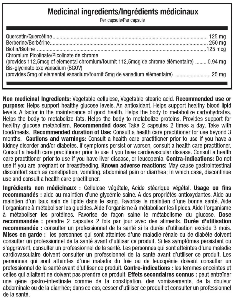ATP Gluco Control - Tableau des valeurs nutritives - SynerFit Nutrition
