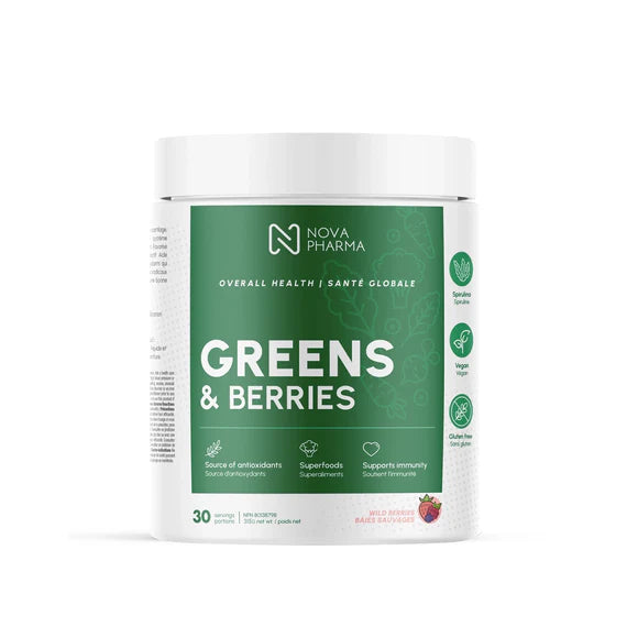 Nova Pharma Greens & Berries 30 Portions Baies Sauvages - Superaliments Antioxydants | SynerFit Nutrition