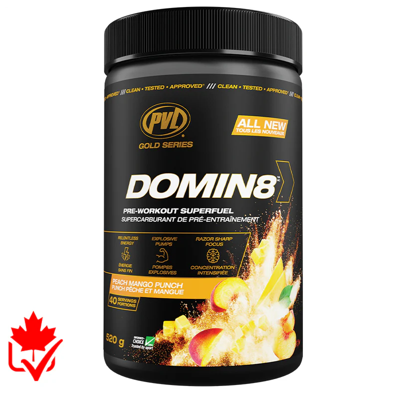 PVL Domin8 Pré-workout Peach Mango - SynerFit Nutrition
