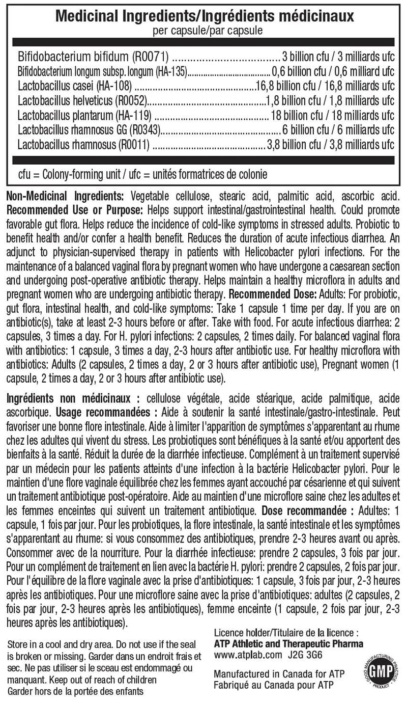 ATP Labs Probio 7 30 Caps - Valeurs Nutritionnelles Probiotiques Souches Actives | SynerFit Nutrition