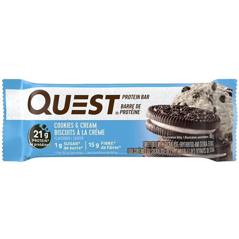 Quest Barre Protéinée Cookie and Cream - Collation protéinée - SynerFit Nutrition