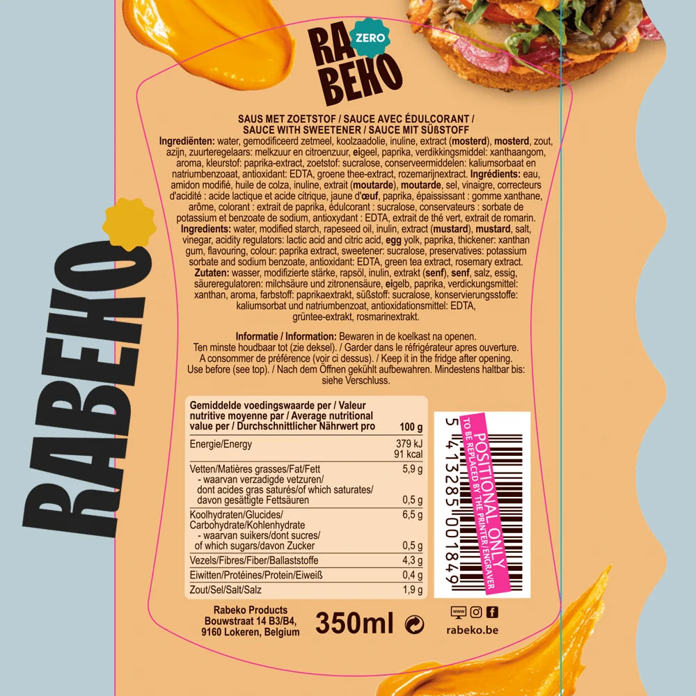 Rabeko Burger — Sauce pour burgers, format 350 ml