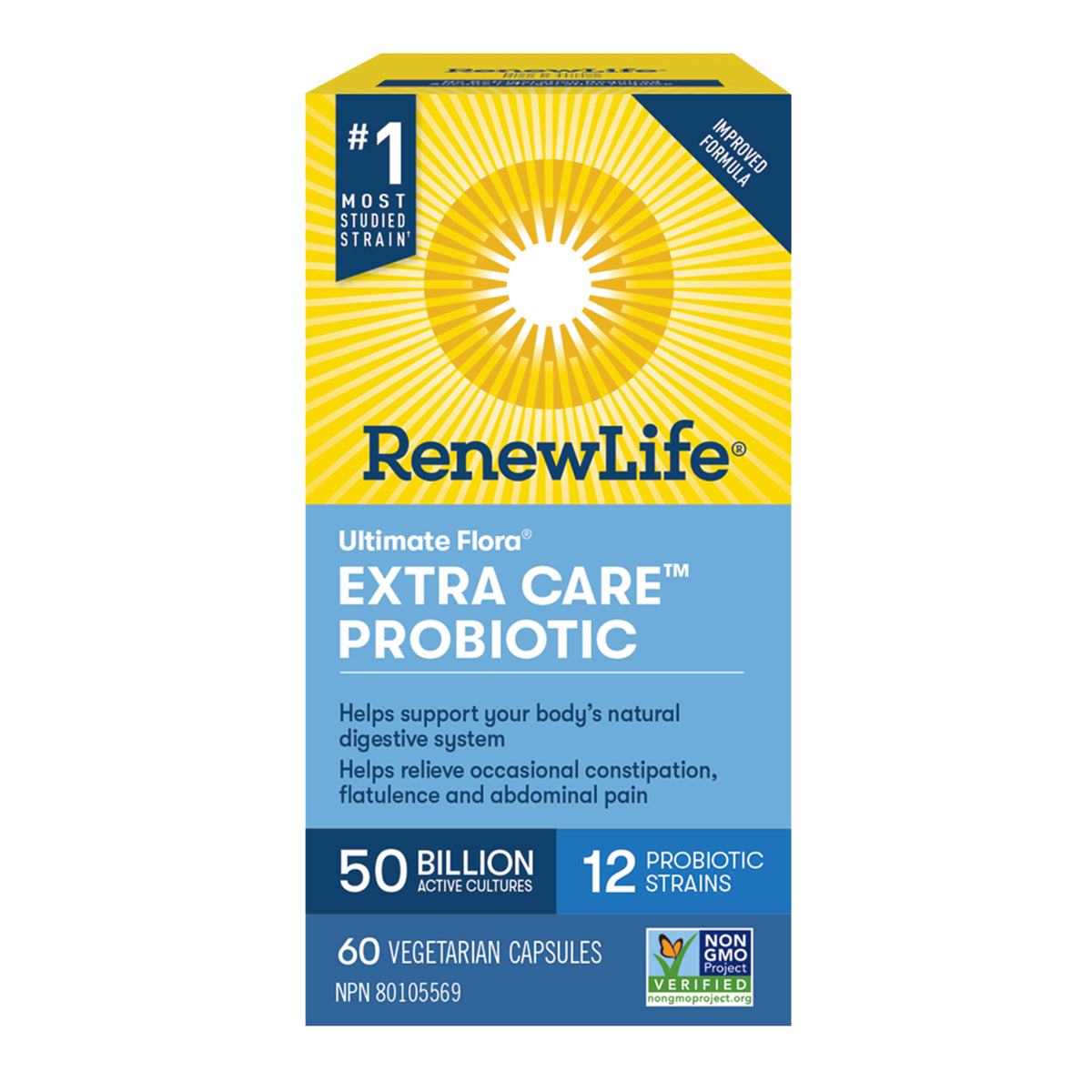 Renew Life Probiotique Extra Soin 60 Capsules - Flore Intestinale Digestion Immunité | SynerFit Nutrition