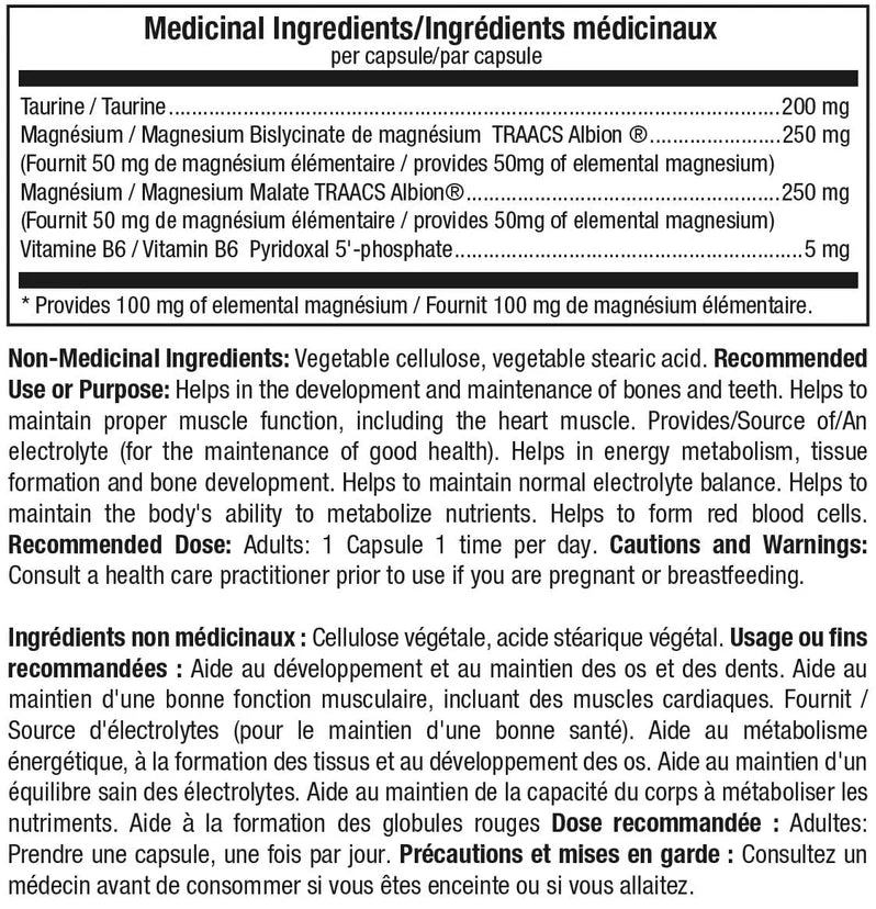 ATP SynerMAG Magnésium - Valeurs nutritives - SynerFit Nutrition