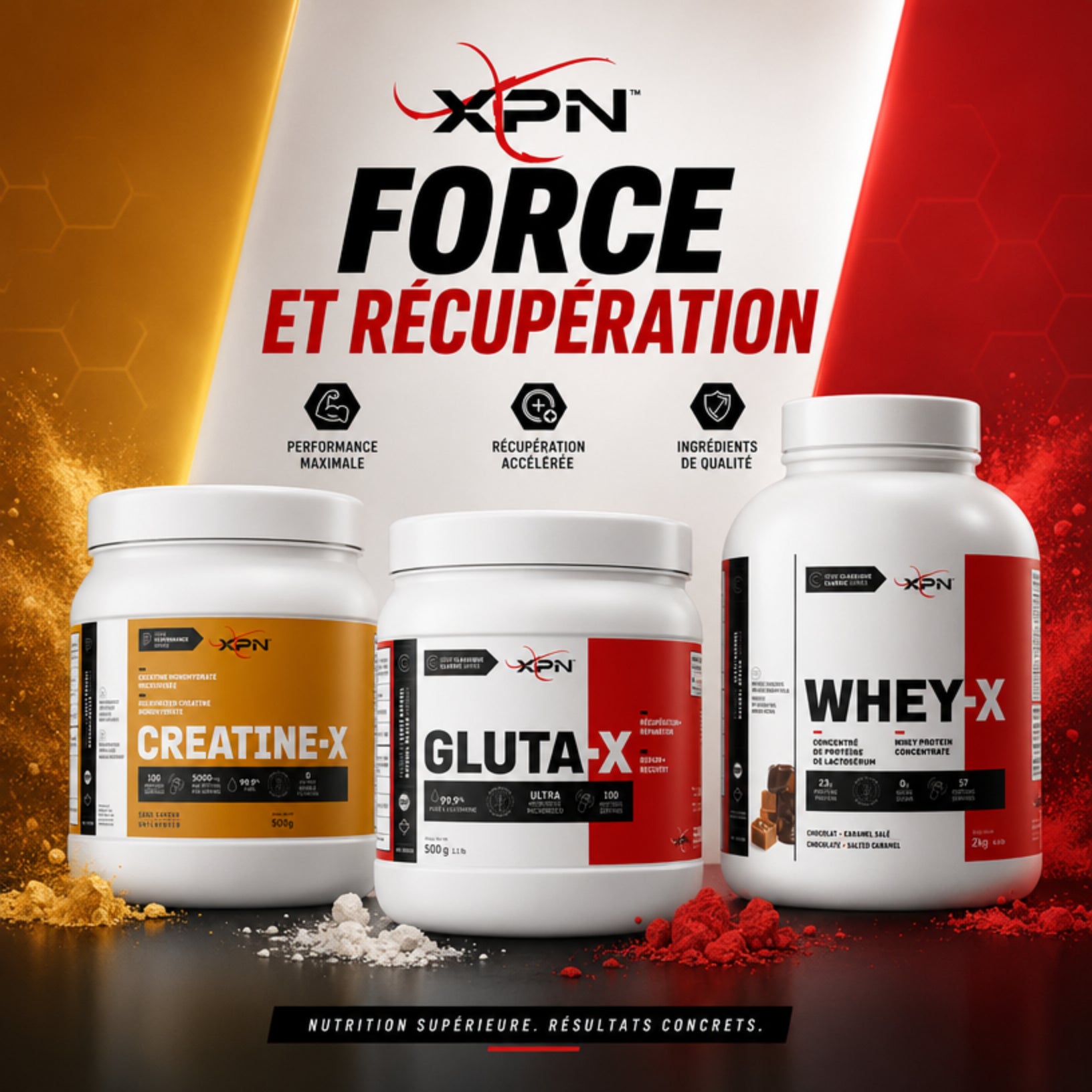 XPN Bundle Force Récupération & Continuité - Whey, Créatine et Glutamine - SynerFit Nutrition