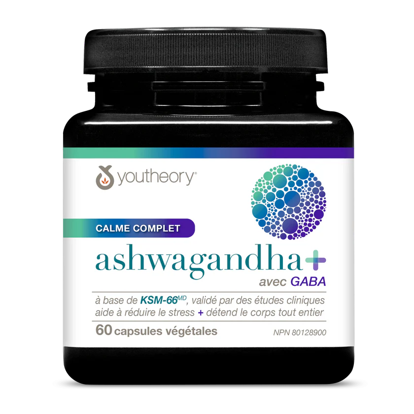 Youtheory Ashwagandha + GABA — Anti-Stress, Sommeil & Équilibre Mental