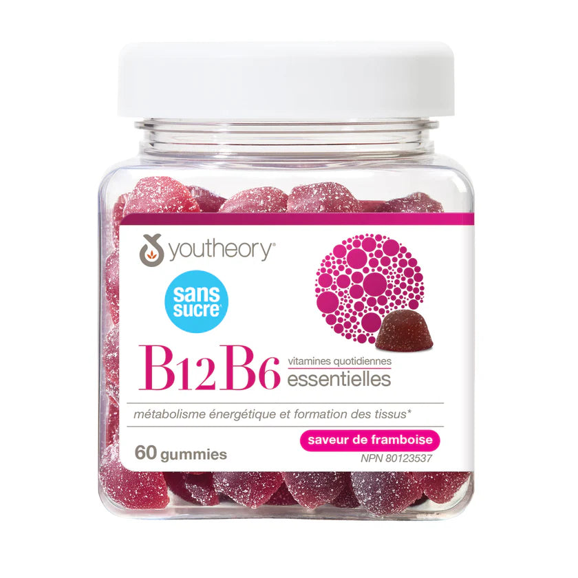 Youtheory Vitamine B6 + B12 Gummies — Énergie, Globules Rouges & Métabolisme