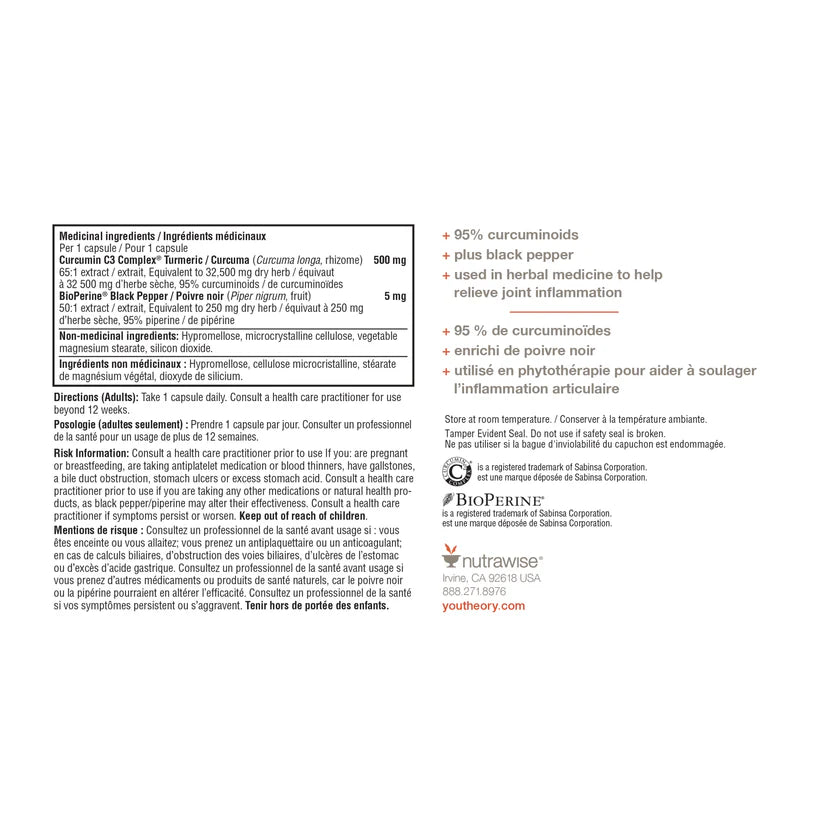 Youtheory Turmeric — Curcuma C3 Complex® & BioPerine® Anti-Inflammatoire