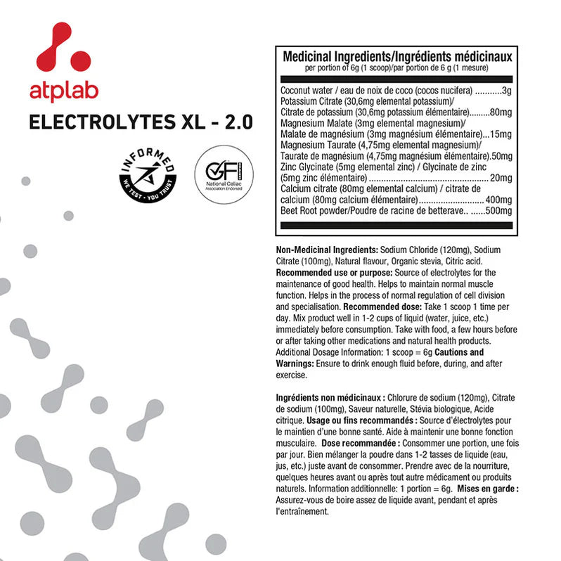 ATP XL Électrolytes 2.0 | Hydratation avancée et performance sportive