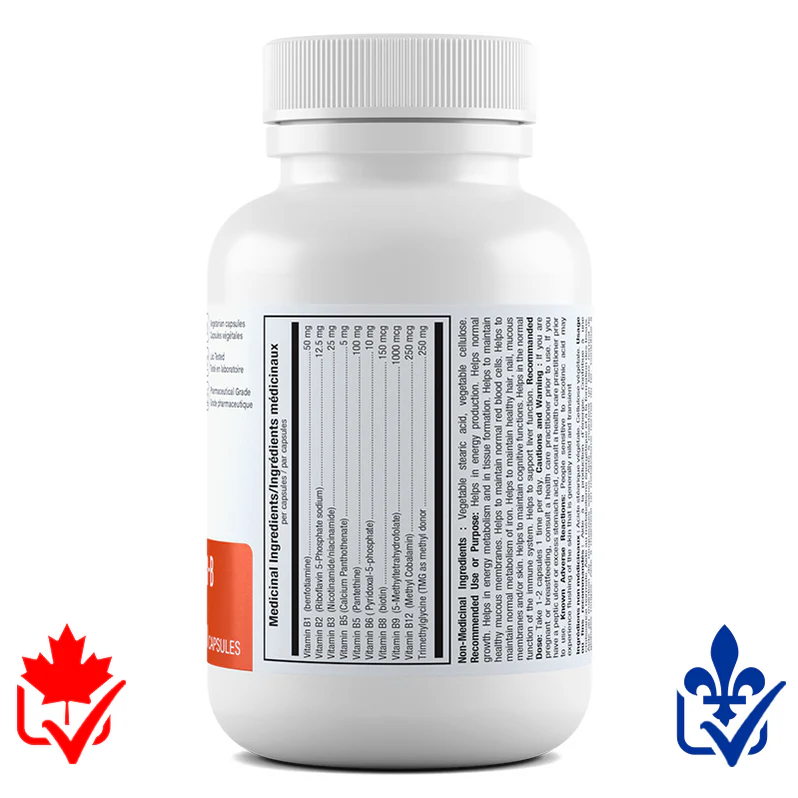 ATP Methyl B Complexe B 60 capsules - Tableau des faits nutritionnels - SynerFit Nutrition
