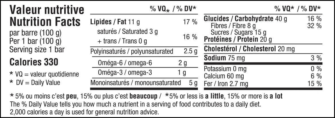 Avoine Dorée — Barre Énergisante Protéines & Glucides