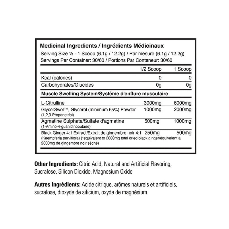 Ballistic Supps Big Boy Stim Free 366g - Tableau des faits nutritionnels - SynerFit Nutrition