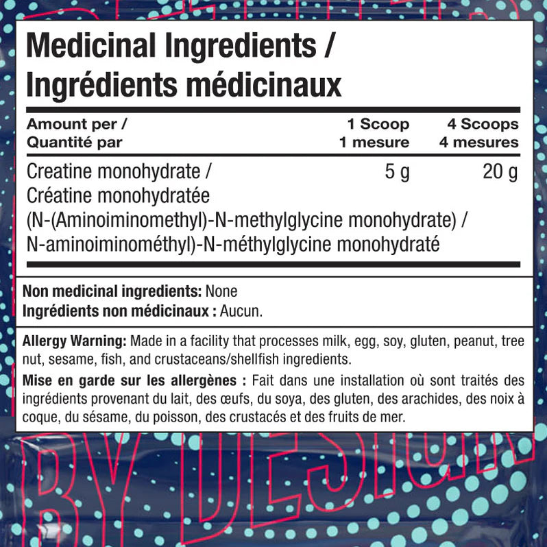 Blue Star Créatine Monohydrate 1200g - Informations nutritionnelles - SynerFit Nutrition