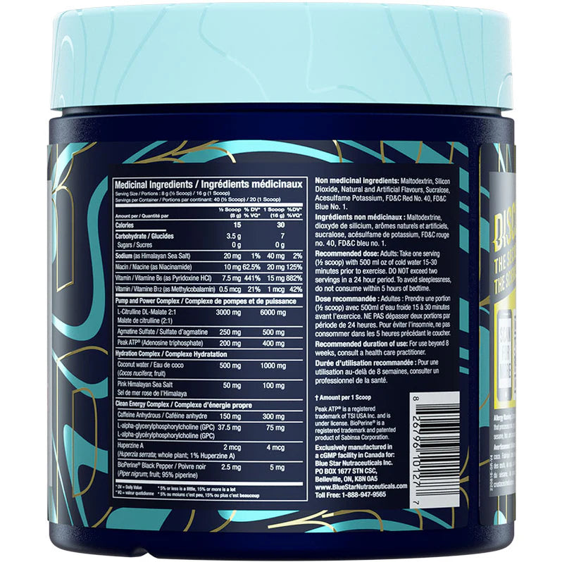 Blue Star Pump Power Kick Pré-workout 320g - Informations nutritionnelles - SynerFit Nutrition