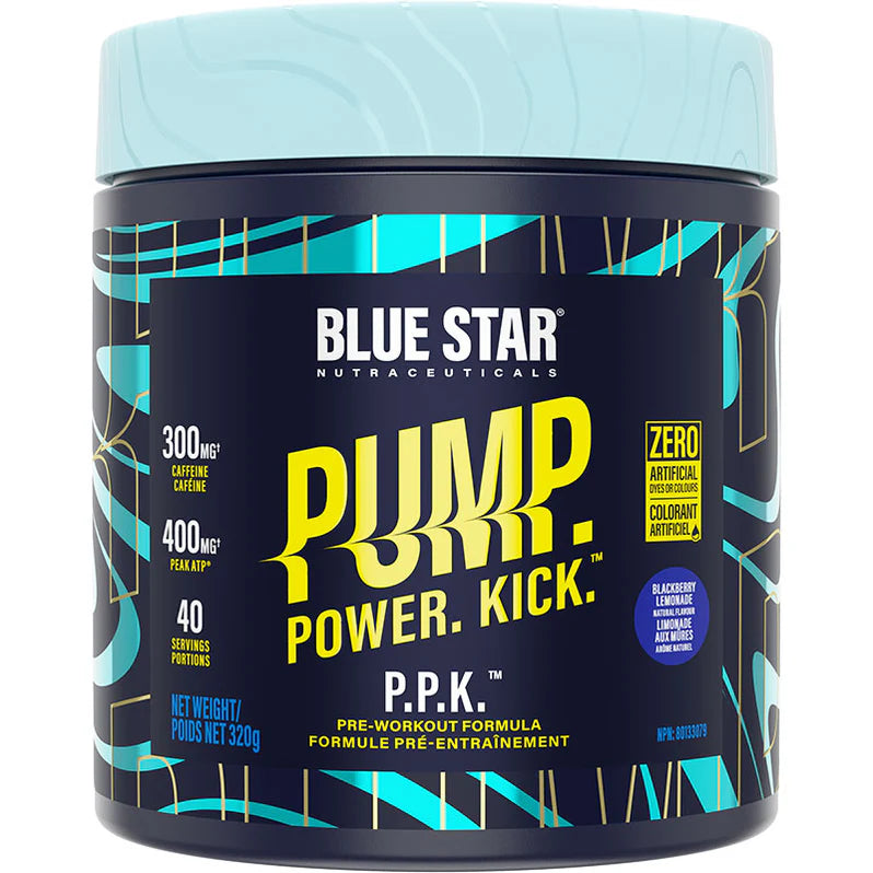 Blue Star Pump Power Kick Pré-workout 320g 40 portions Blackberry Lemonade sans colorant - SynerFit Nutrition