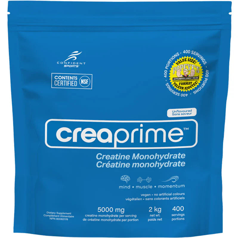 Confident Sports Creaprime Créatine 2kg 400 portions Non aromatisée - SynerFit Nutrition