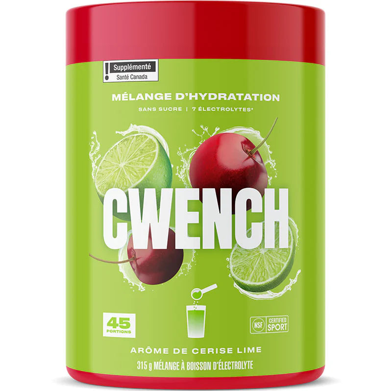 Cwench Électrolytes 315g 45 portions Cherry Lime - SynerFit Nutrition