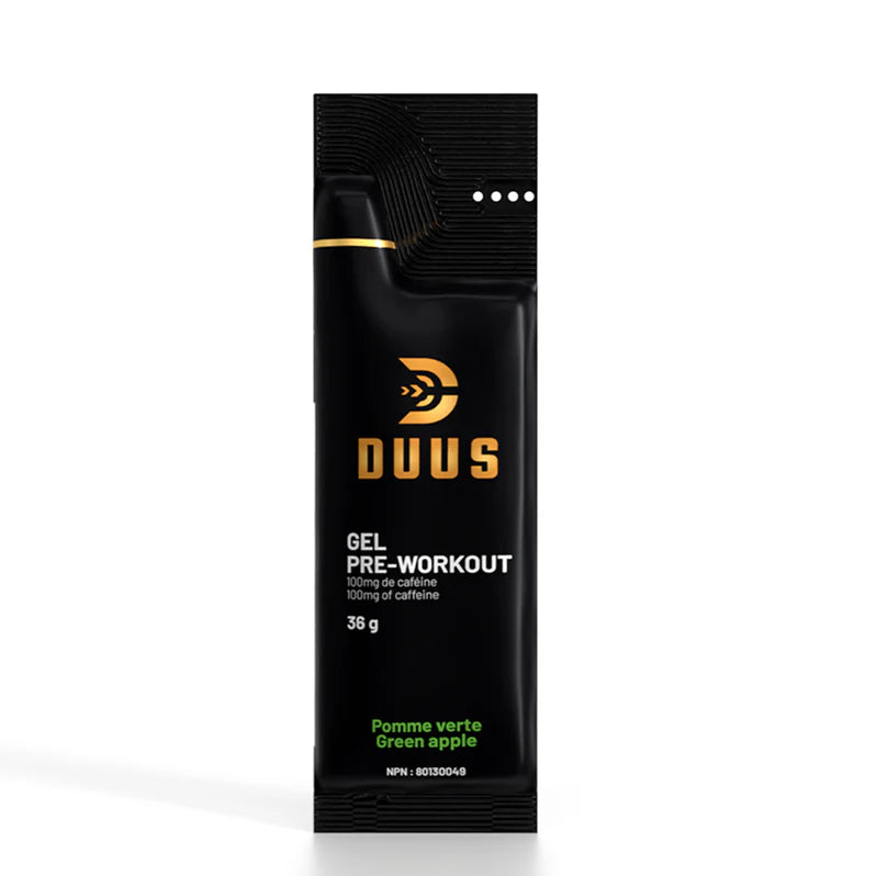 Duus Gel Pré-Workout 36g Pomme Verte - Énergie en gel - SynerFit Nutrition