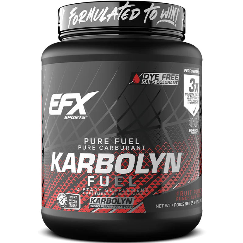 EFX Sports Karbolyn Fuel 1000g 18 portions Fruit Punch sans colorant - SynerFit Nutrition