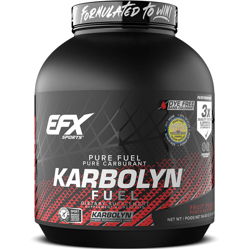EFX Sports Karbolyn Fuel 2395g 45 portions Fruit Punch sans colorant - SynerFit Nutrition