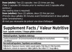 EFX Kre-Alkalyn Créatine - Tableau des faits nutritionnels - SynerFit Nutrition