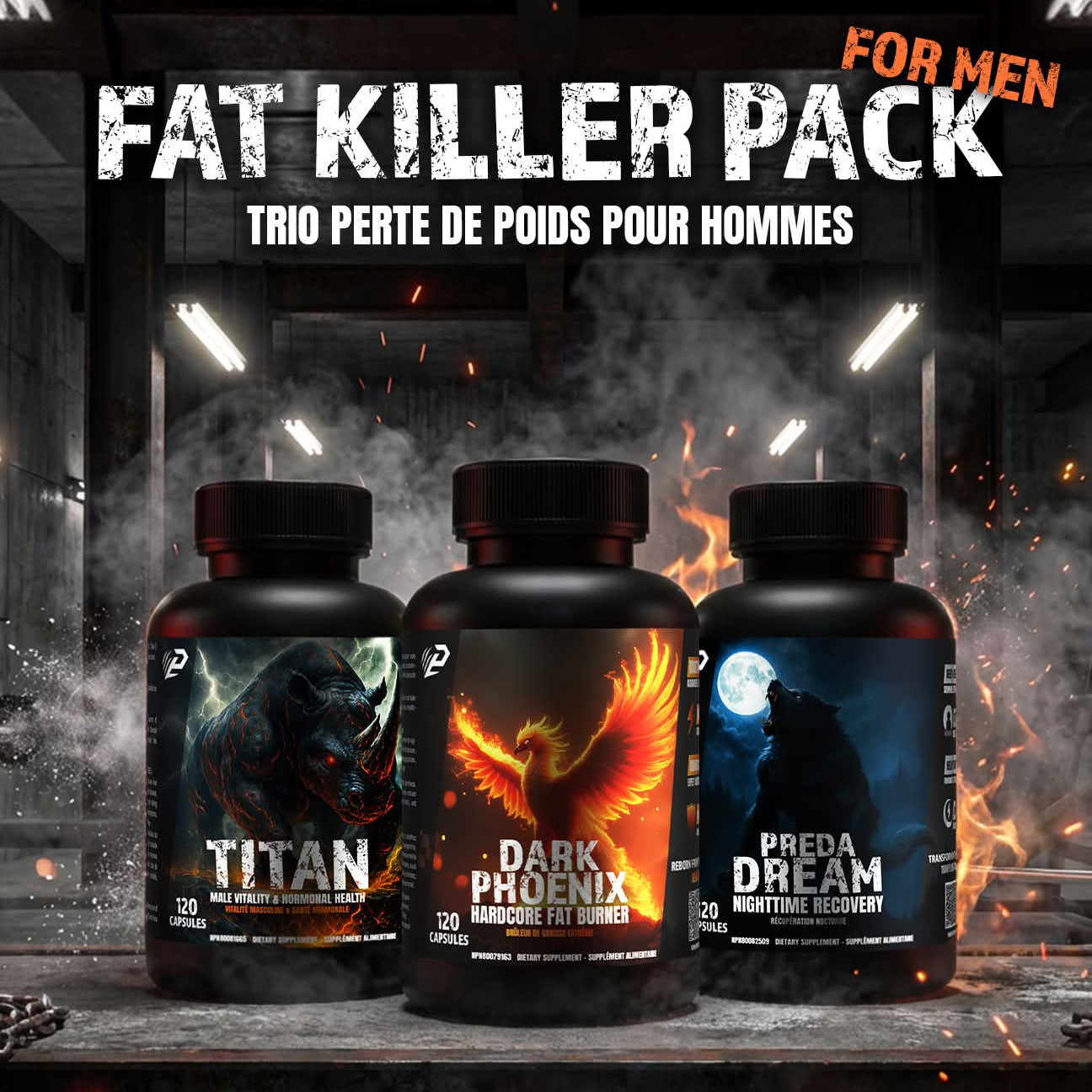 Fat Killer Pack Homme – Titan, Dark Phoenix et Preda Dream Predator Labs – SynerFit Nutrition