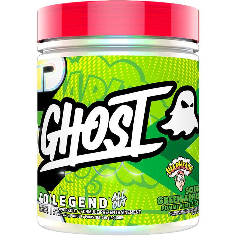 Ghost Legend All Out Pré-workout 460g 40 portions Warheads Sour Green Apple - SynerFit Nutrition