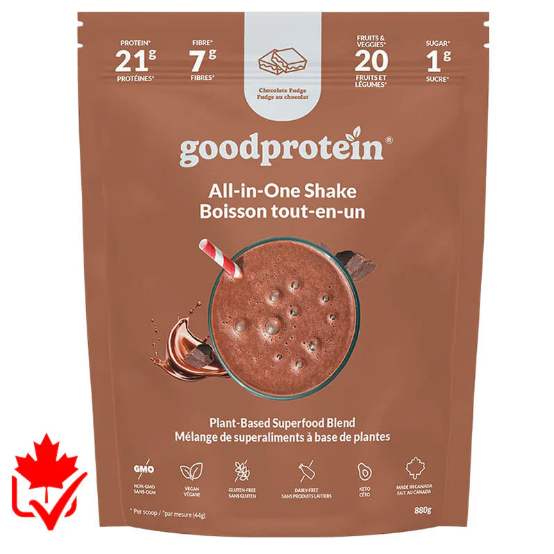 Good Protein All-in-One Vegan 880g Fudge au chocolat - Protéine végétale - SynerFit Nutrition