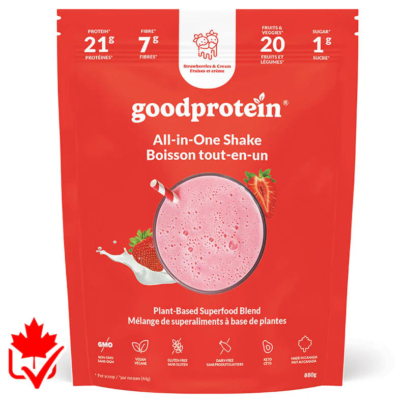 Good Protein All-in-One Vegan 880g Fraise et crème - Protéine végétale - SynerFit Nutrition