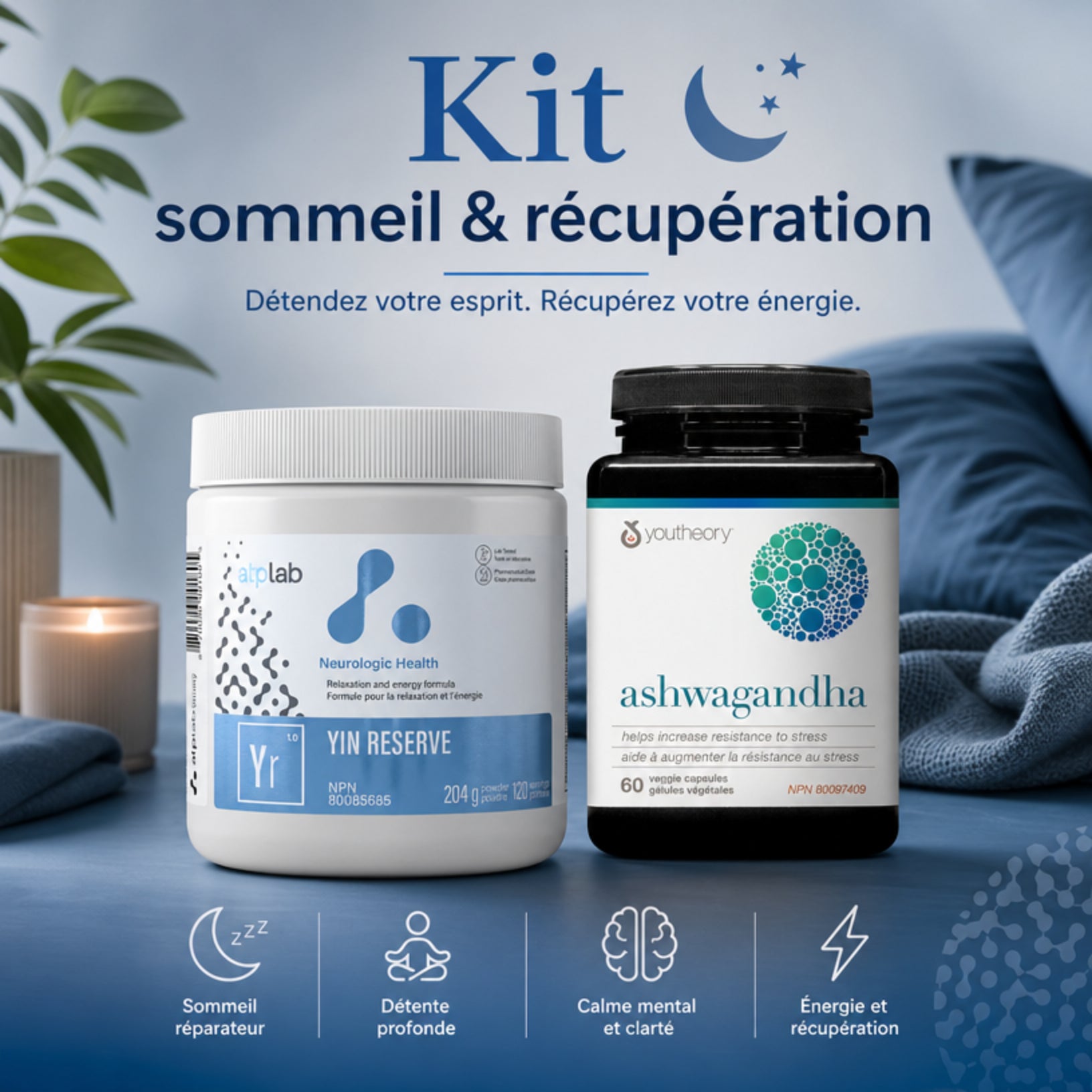 Kit Sommeil & Récupération - Ashwagandha et Yin Reserve ATP Labs - SynerFit Nutrition