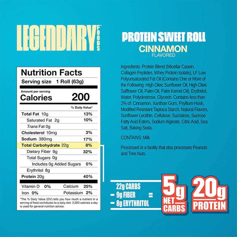 Legendary Foods Brioche Protéinée Cannelle - Tableau des valeurs nutritives - SynerFit Nutrition