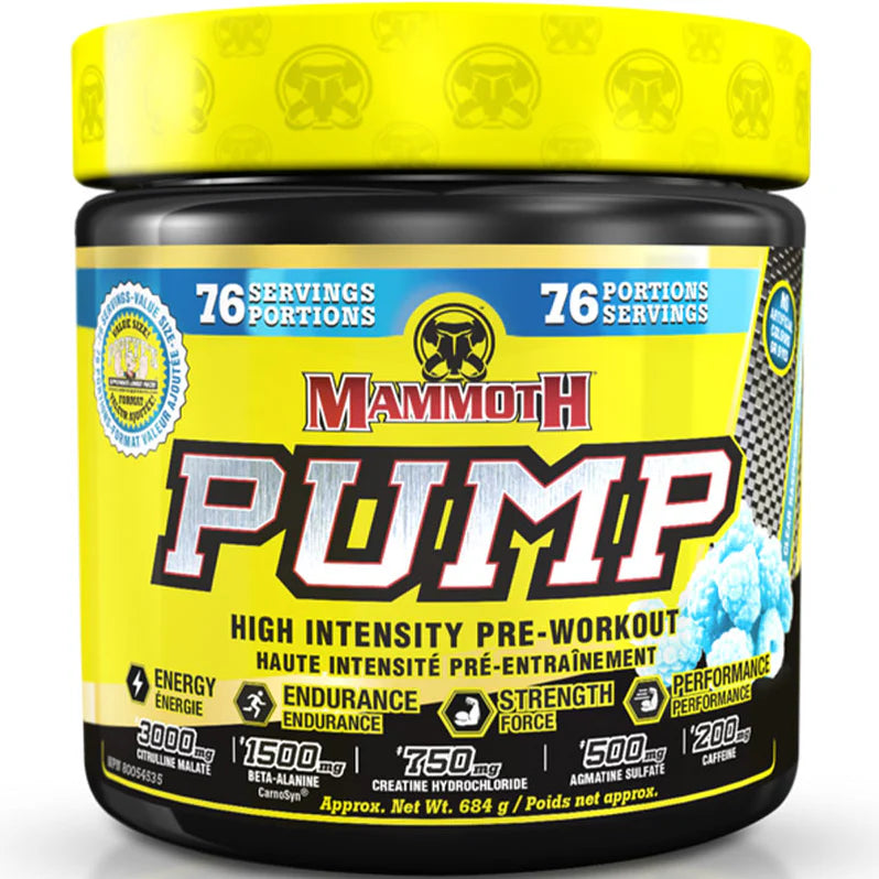Mammoth Pump Pré-workout 684g 76 portions Clear Raspberry - SynerFit Nutrition