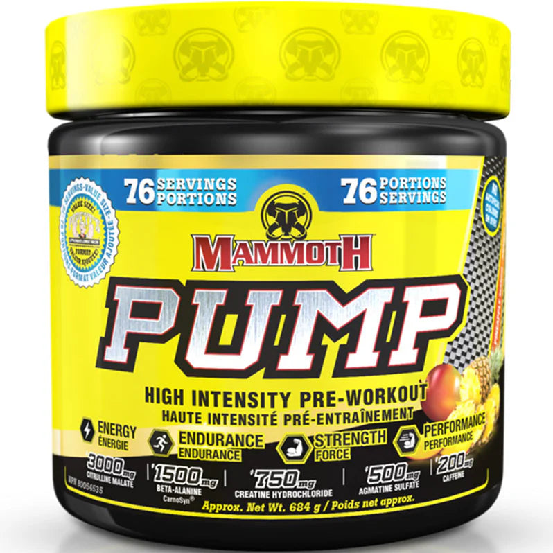 Mammoth Pump Pré-workout 684g 76 portions Pineapple Mango - SynerFit Nutrition