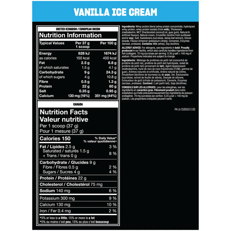 Mutant Whey Protéine 5 Lbs - Valeurs Nutritionnelles et Ingrédients | SynerFit Nutrition