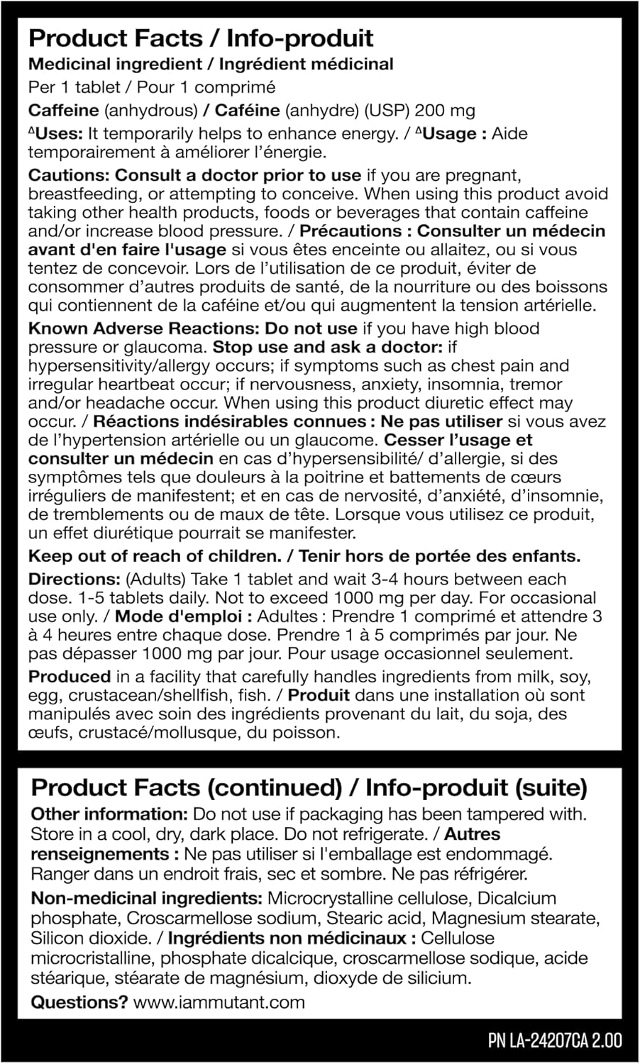 Mutant Caféine 240 Caps - Supplément Caféine Anhydre Performance | SynerFit Nutrition